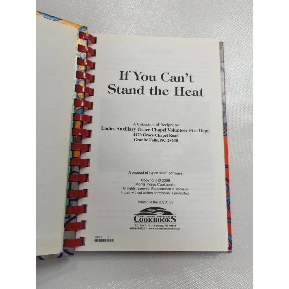 Ladies Auxiliary Grace Chapel Volunteer Fire Dept Cookbook Granite Falls,‎ NC